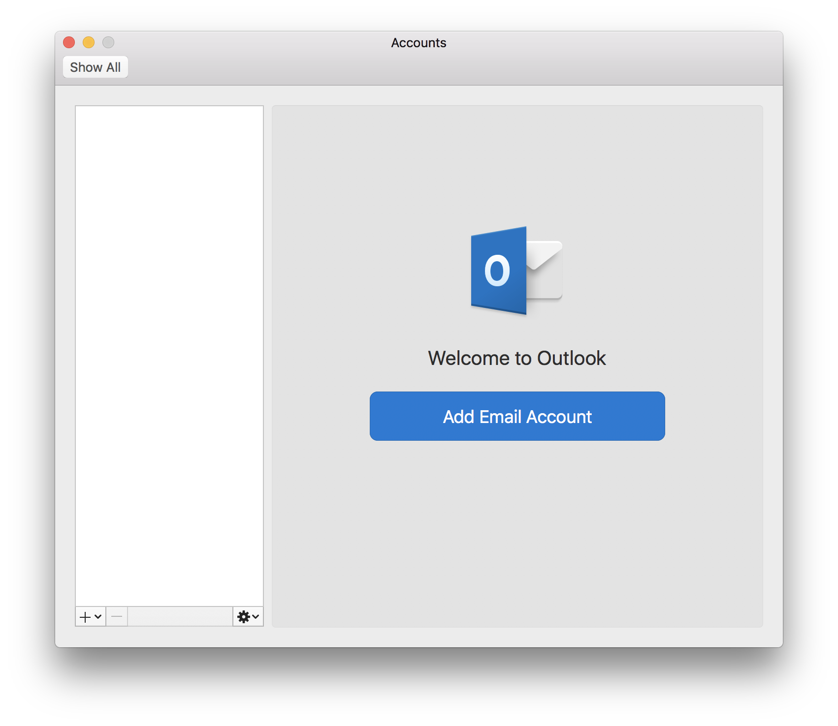 outlook 2016 for mac not showing account